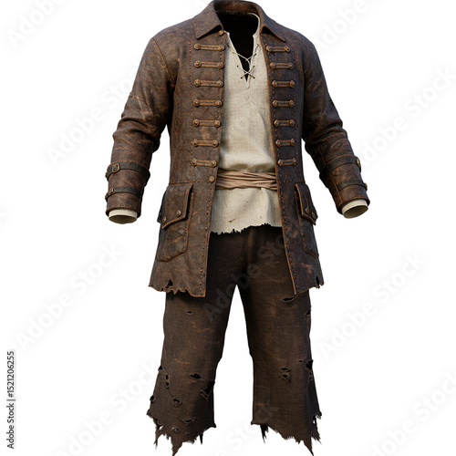 old pirate clothes isolated on white background