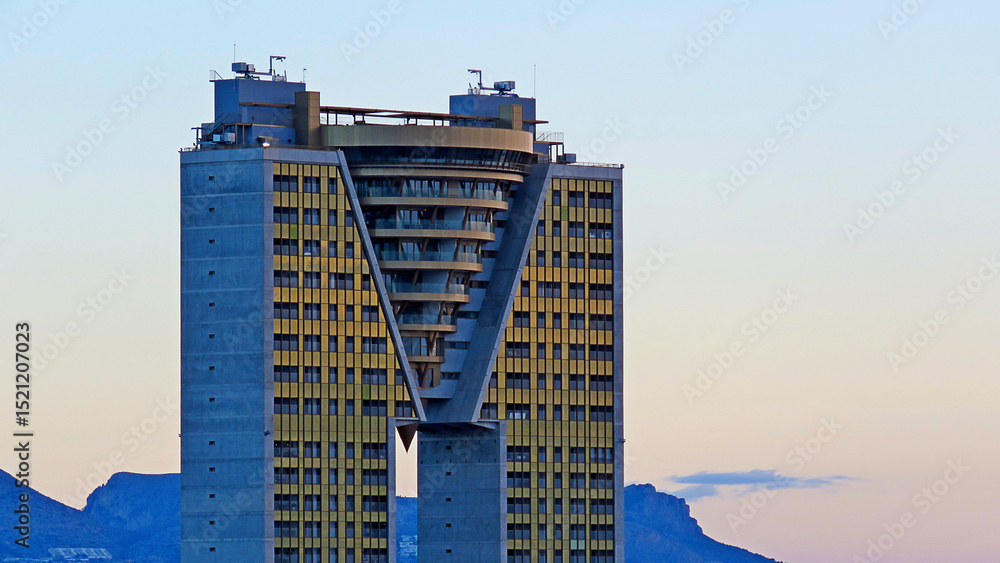 Fototapeta premium Intempo building skyscraper Benidorm skyline Alicante Valencia vacation tourism