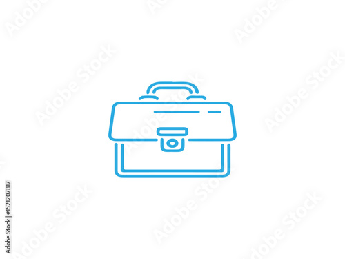 The design is simple and modern, with clean lines representing the body, flap, handle, and lock of the briefcase.