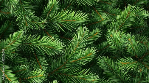 A seamless pattern of Christmas tree leaves, featuring layered pine needles and branches for a continuous holiday background