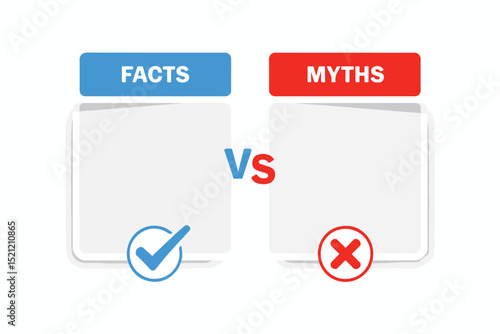Facts vs Myths Concept Illustration – Fact-Checking and Evidence Comparison Icons for Marketing and Advertising