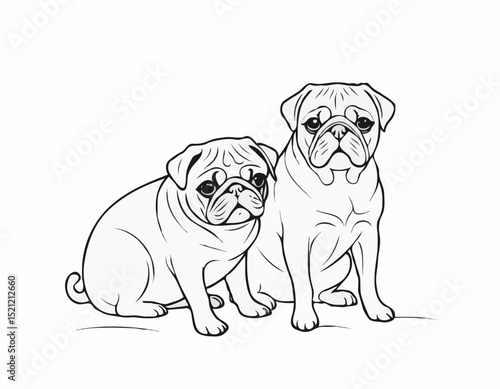 Charming Pug Breed Silhouettes: Cute Companions in Heartwarming Moments