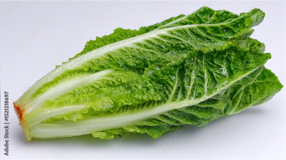 Fresh Romaine Lettuce Leaf on White Background for Healthy Eating and Culinary Use in Recipes and Dishes Fresh Romaine Lettuce Leaf on White Background for Healthy Eating and Culinary Use in Recipes and Dishes