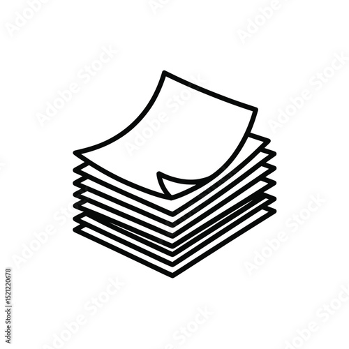 Stack of Papers Icon Line Art Illustration