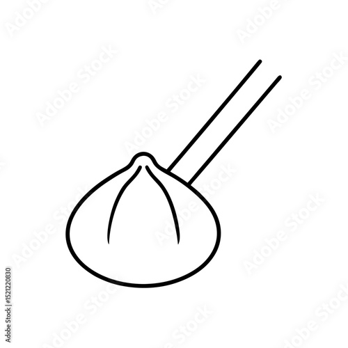 dumpling with chopsticks on white background  .svg