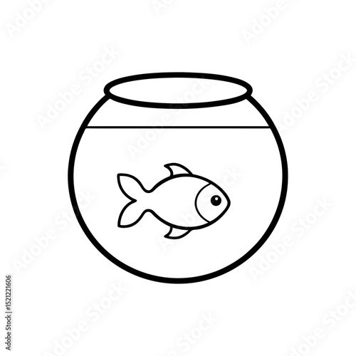 goldfish in bowl on white background  .svg