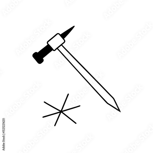 hammer and nails on white background  .svg