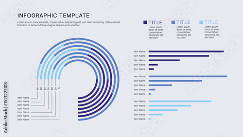 Circle Chart Business Infographic Editable Template for Extensive Data Visualization. Simple creative Infographic vector elements, charts, diagrams, steps and options for Business Presentation.