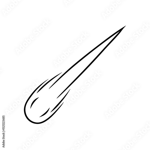 meteor falling on white background 
