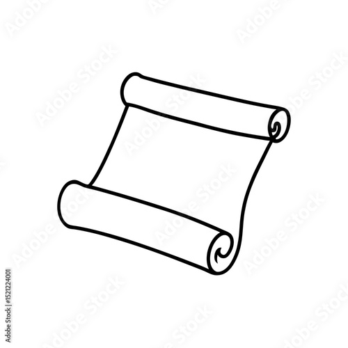 old scroll rolled up on white background 