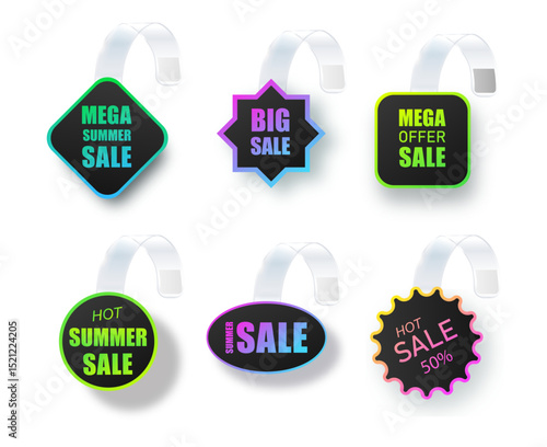 Wobblers Supermarket promotional isolated on background.Special offer price tag. Realistic wobbler template for shelf advertising. Sale or discount label with ad text. Vector