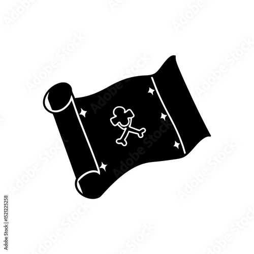 pirate map rolled open on white background  .svg