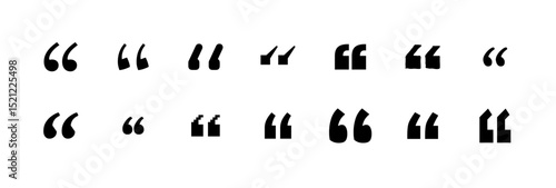 Set of quote mark. Quotes icon vector set. Quotemarks outline, speech marks, inverted commas or talking marks collection. Talk bubble speech icon. Black quotes icon. Vector illustration.