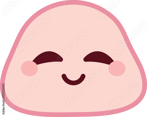 Cute Smiling Cartoon Character with Calm Face