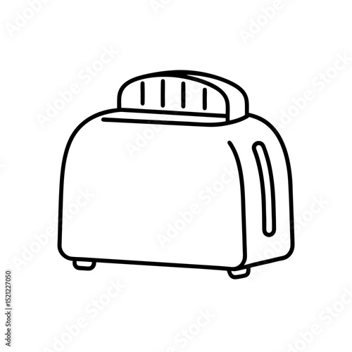 toaster with bread on white background 