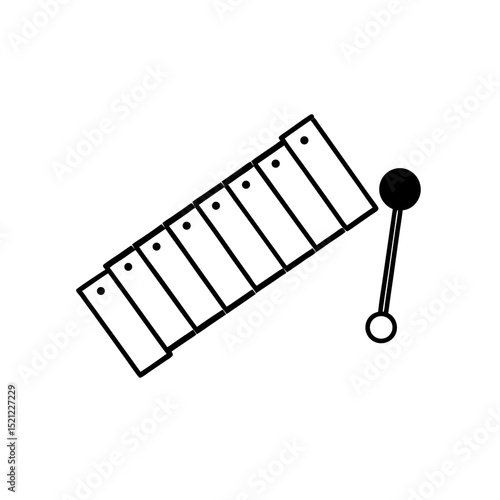 xylophone with mallet on white background   
