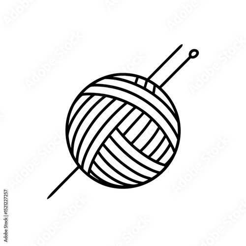 yarn ball with needles on white background  .svg