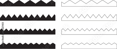 Scalloped edge shapes vector set. Simple scalloped border. stripe, tape collection isolated on white background. white Bother