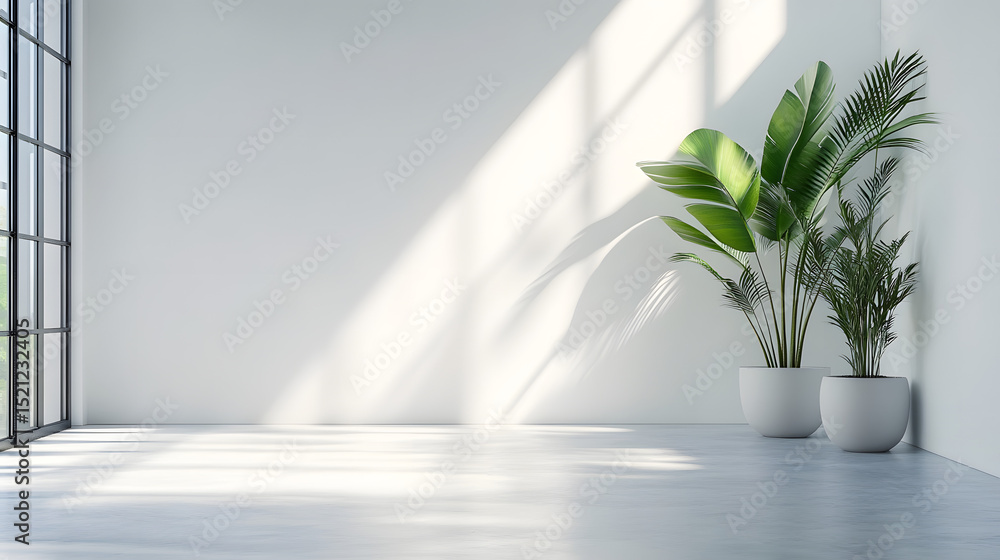 Elegant indoor plant arrangement bright white space interior design minimalist atmosphere calm viewpoint Elegant indoor plant arrangement bright white space interior design minimalist atmosphere calm viewpoint