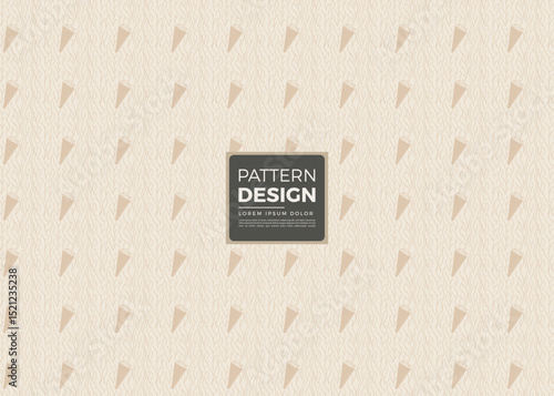 Beige Seamless Pattern with Ice Cream Cones and Swirls