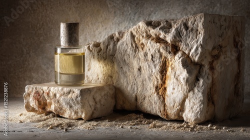 essential oil on travertine base