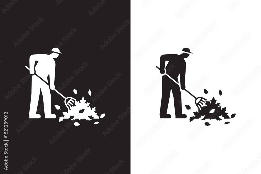 Obraz premium Raking Leaves Icon