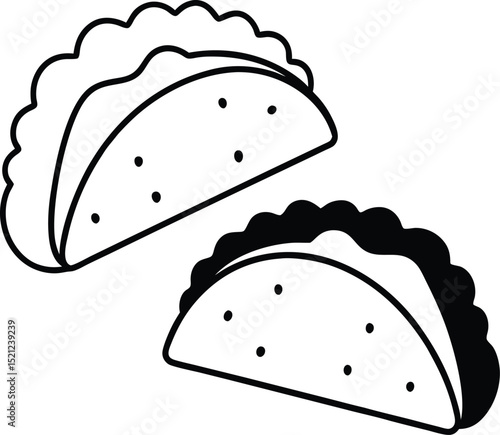 Tacos mexican fast food vector Line art illustration