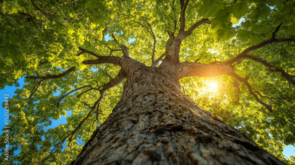 Naklejka premium View directed upward at an old plane tree in France