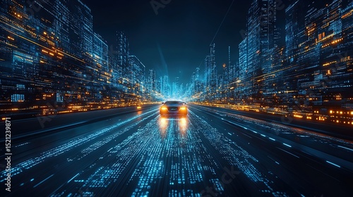 Futuristic Cyberpunk Supercar in Neon City