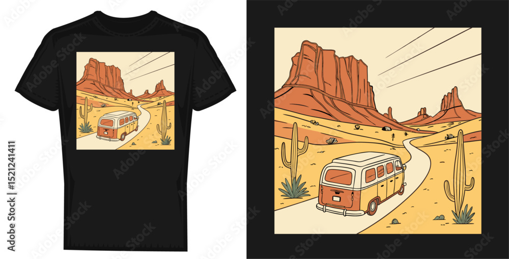 Fototapeta premium Vintage Outdoors Adventure Wild Nature Hand Drawn Autumn winter print design, nature view hand sketch retro artwork, vintage explorer, wilderness, adventure, camping emblem graphics T shirt Design