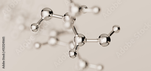 Fototapeta Naklejka Na Ścianę i Meble -  Elegant silver molecular structure 3d rendering. Cosmetic product formula concept background