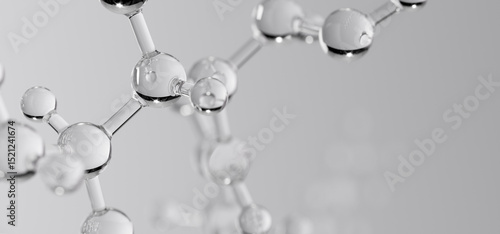 Science cosmetic technology 3d rendering. Beauty product molecular structure abstract biochemistry background concept.