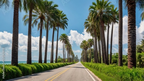 Tropical Palm Tree Lined Road