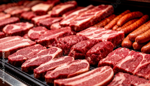 Meat Steaks on a Counter: A Realistic Food Presentation