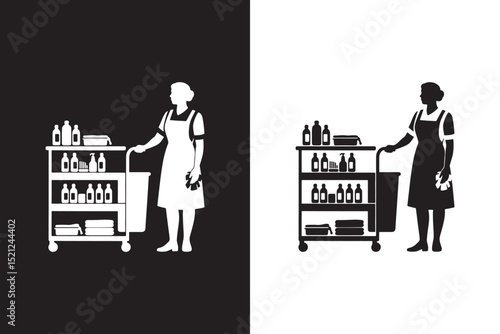  Housekeeping with Cleaning Trolley Icon