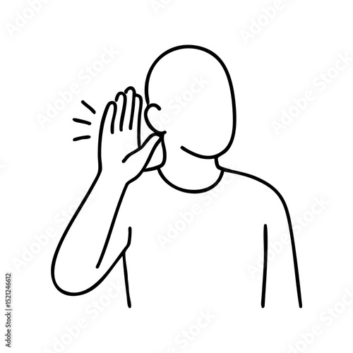 Line drawing of person listening carefully