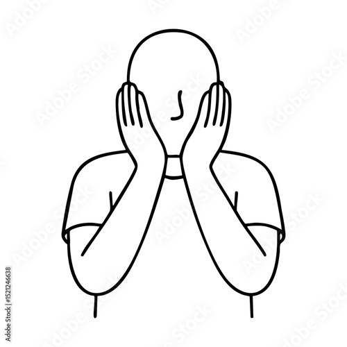 Line drawing of person showing surprise or shock