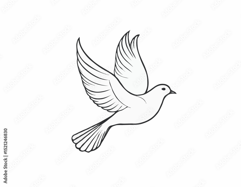 Tranquil Dove Line Sketch, Symbol of Peace and Harmony, Ideal for Inspirational Designs Tranquil Dove Line Sketch, Symbol of Peace and Harmony, Ideal for Inspirational Designs