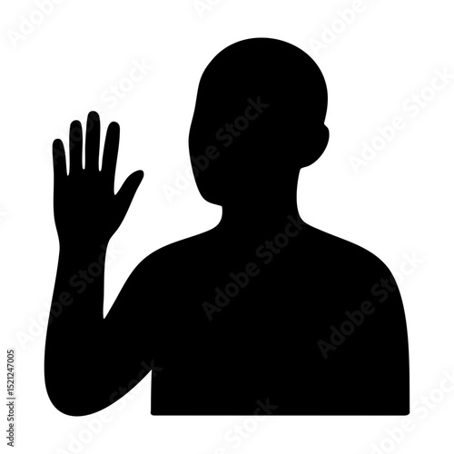 Silhouette person raising hand in gesture