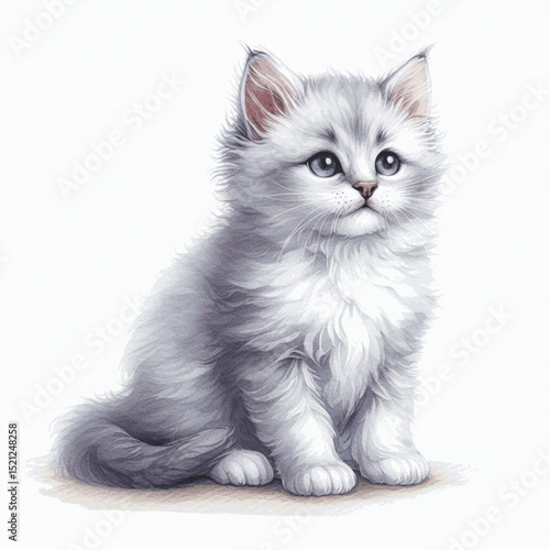 Half-Lit Howl Cat Lykoi isolated watercolor vector illustration svg