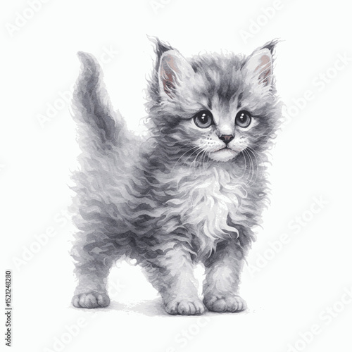Nocturne Muse Cat Lykoi isolated watercolor vector illustration svg
