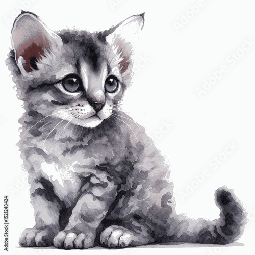 Moon-Dipped Shadow Cat Lykoi isolated watercolor vector illustration svg