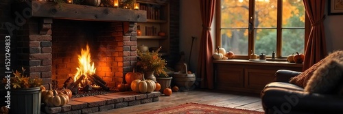 Cozy autumn evening scene featuring a warm, inviting stove radiating heat in a rustic room Perfect for fall, home, comfort, and hygge themes , hearth, stove, cozy