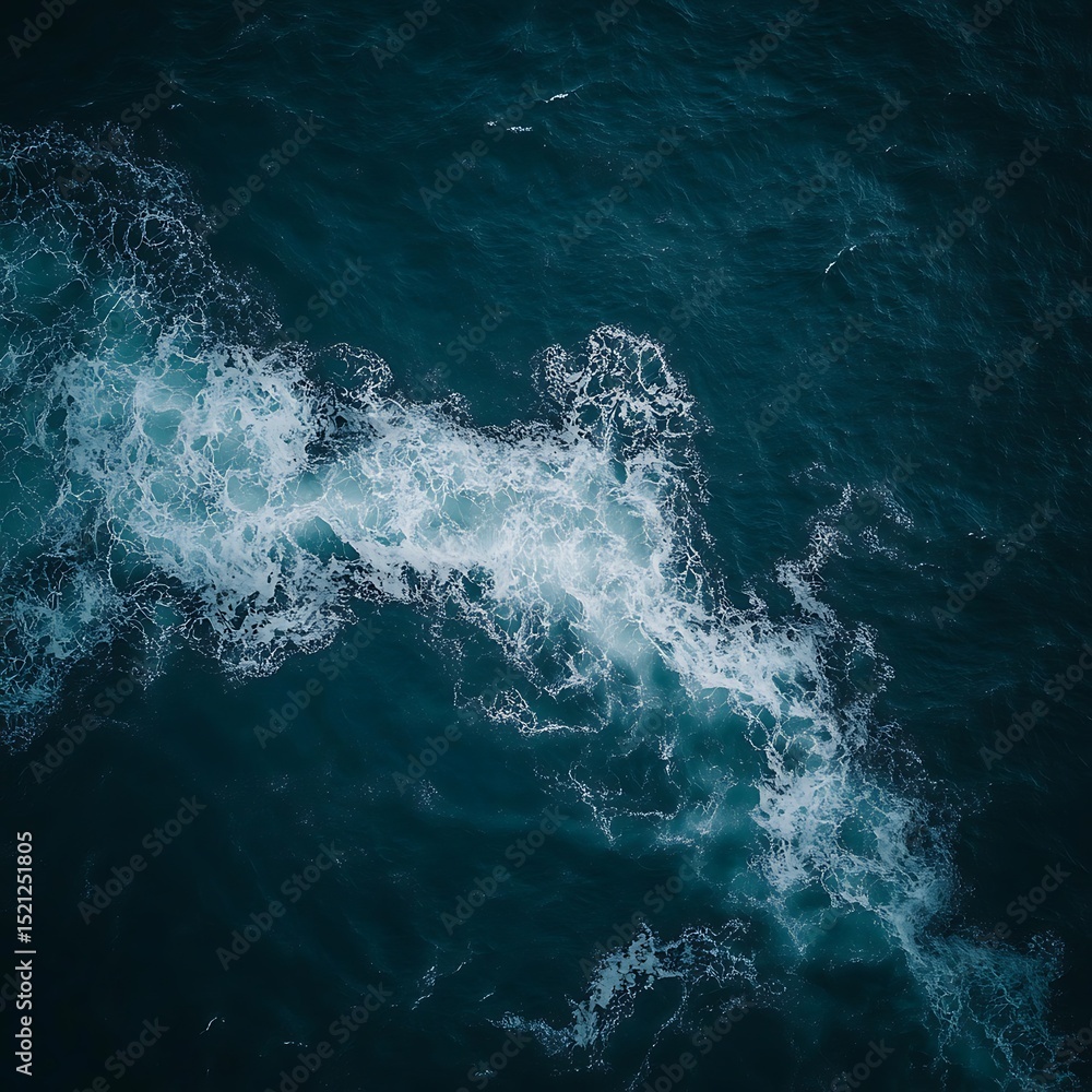 Fototapeta premium A serene aerial view depicting turbulent ocean water patterns