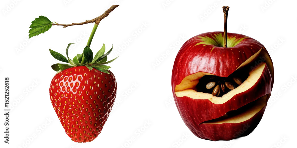 PNG vibrant strawberry and a halved red form a compelling collage. PNG vibrant strawberry and a halved red form a compelling collage.