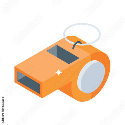 An isometric style icon of colourful sports whistle