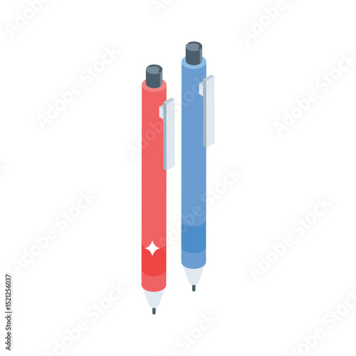 A well crafted isometric icon of ballpoints, easy to edit
