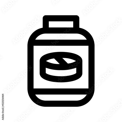 Pills bottle icon. Ideal for pharmacy apps or health UI.