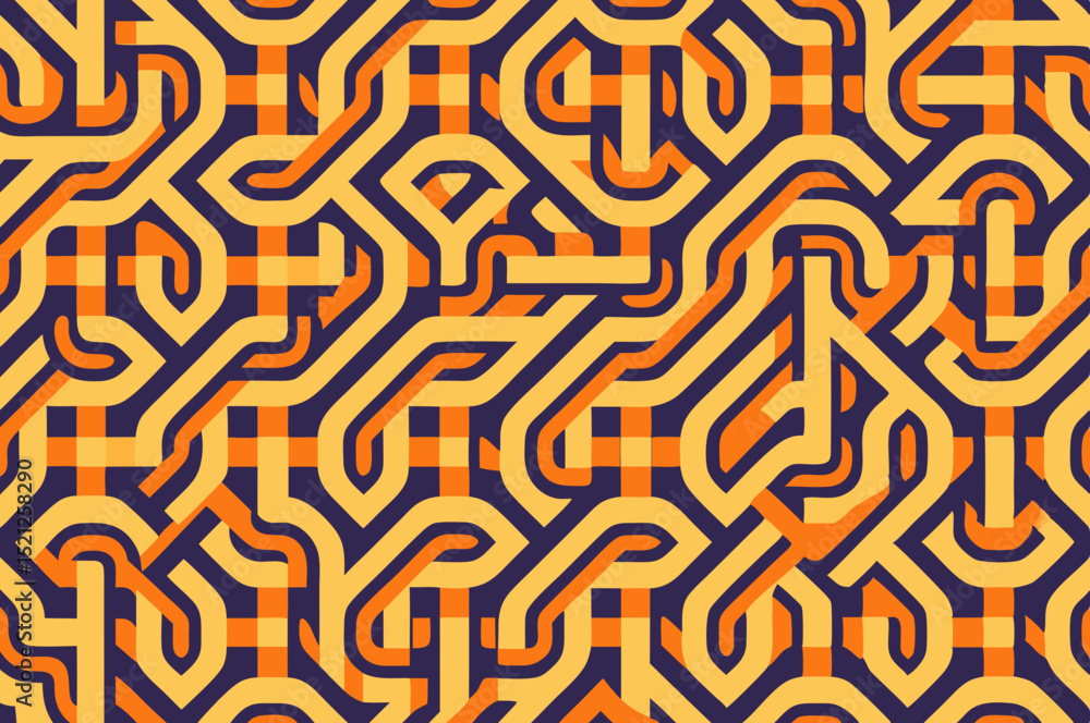 Fototapeta premium colorful retro abstract geometric pattern with curved lines and vintage style background design