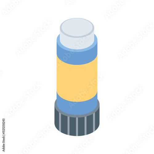 Editable isometric icon showing open glue stick